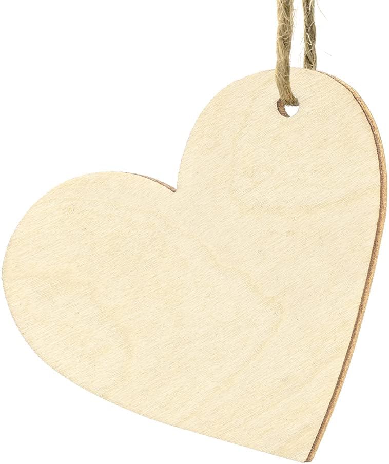 PartyDeco Tischkarten Holzherzen mit Loch 6x5cm blanko 10 Stück Geschenkanhänger Holzherz Tischdeko Hochzeit