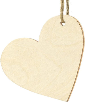 PartyDeco Tischkarten Holzherzen mit Loch 6x5cm blanko 10 Stück Geschenkanhänger Holzherz Tischdeko Hochzeit