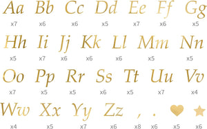 PartyDeco Buchstaben Aufkleber 5 Bögen 143 Buchstaben 25 Zeichen - Sticker zum Beschriften, Basteln und Dekorieren - Gold