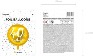 ABC18 Folienballon "40th Birthday" | Ø 45 cm Gold