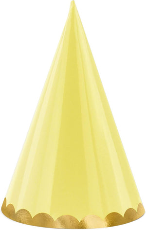 Partyhüte Partyhütchen Set 6 Stück Pastell mit Goldrand