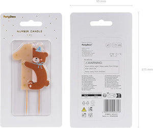 PartyDeco Geburtstagskerze Zahl 1 Bär | 7cm