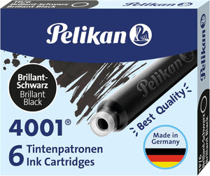 Pelikan Tintenpatrone 4001 brillant, Schwarz, 6 Stück (1er Pack)