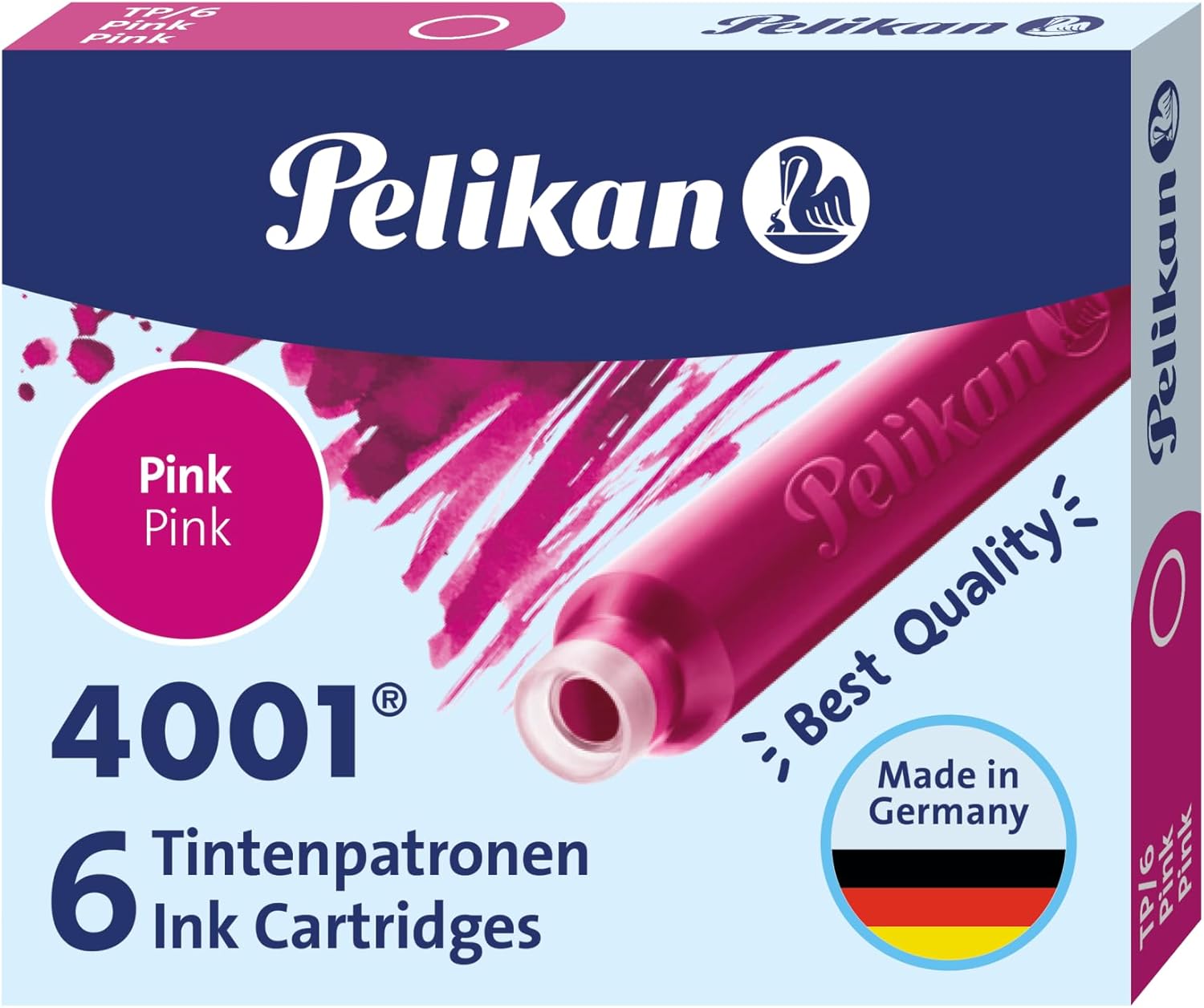 Pelikan 321075 Tintenpatrone 4001, 6 Patronen in der Faltschachtel, Pink
