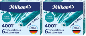 Pelikan 301705 Tintenpatrone 4001, türkis, 6 Patronen in der Faltschachtel