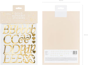 PartyDeco Buchstaben Aufkleber 5 Bögen 143 Buchstaben 25 Zeichen - Sticker zum Beschriften, Basteln und Dekorieren - Gold