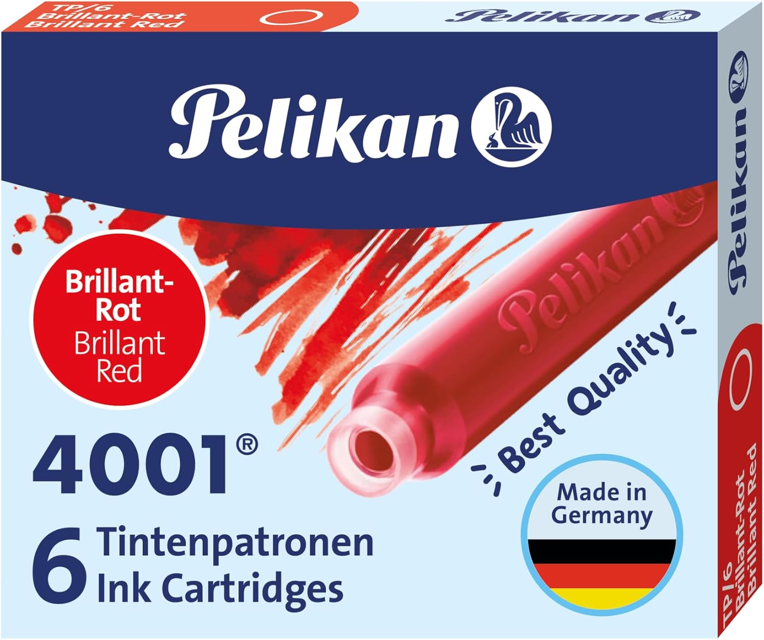 Pelikan 301192 Tintenpatronen rot, 6 Stück (1er Pack)