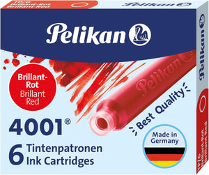 Pelikan 301192 Tintenpatronen rot, 6 Stück (1er Pack)