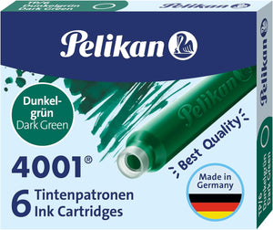 Pelikan 300087 Tintenpatrone 4001, Dunkelgrün, 6 Patronen in der Faltschachtel