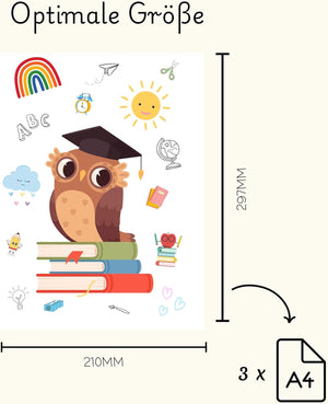 Geschenk für Kinder 5 6 7 8 Jahre Mädchen Jungs Schulanfang Einschulung Poster 3x DIN A4 Bilder Made in Germany