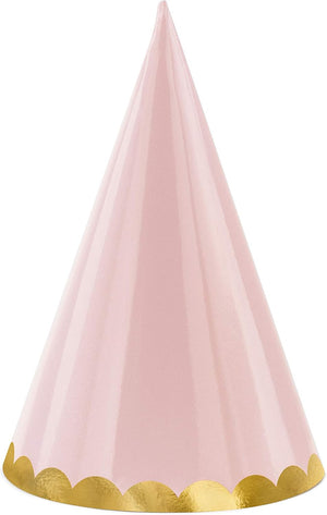 Partyhüte Partyhütchen Set 6 Stück Pastell mit Goldrand