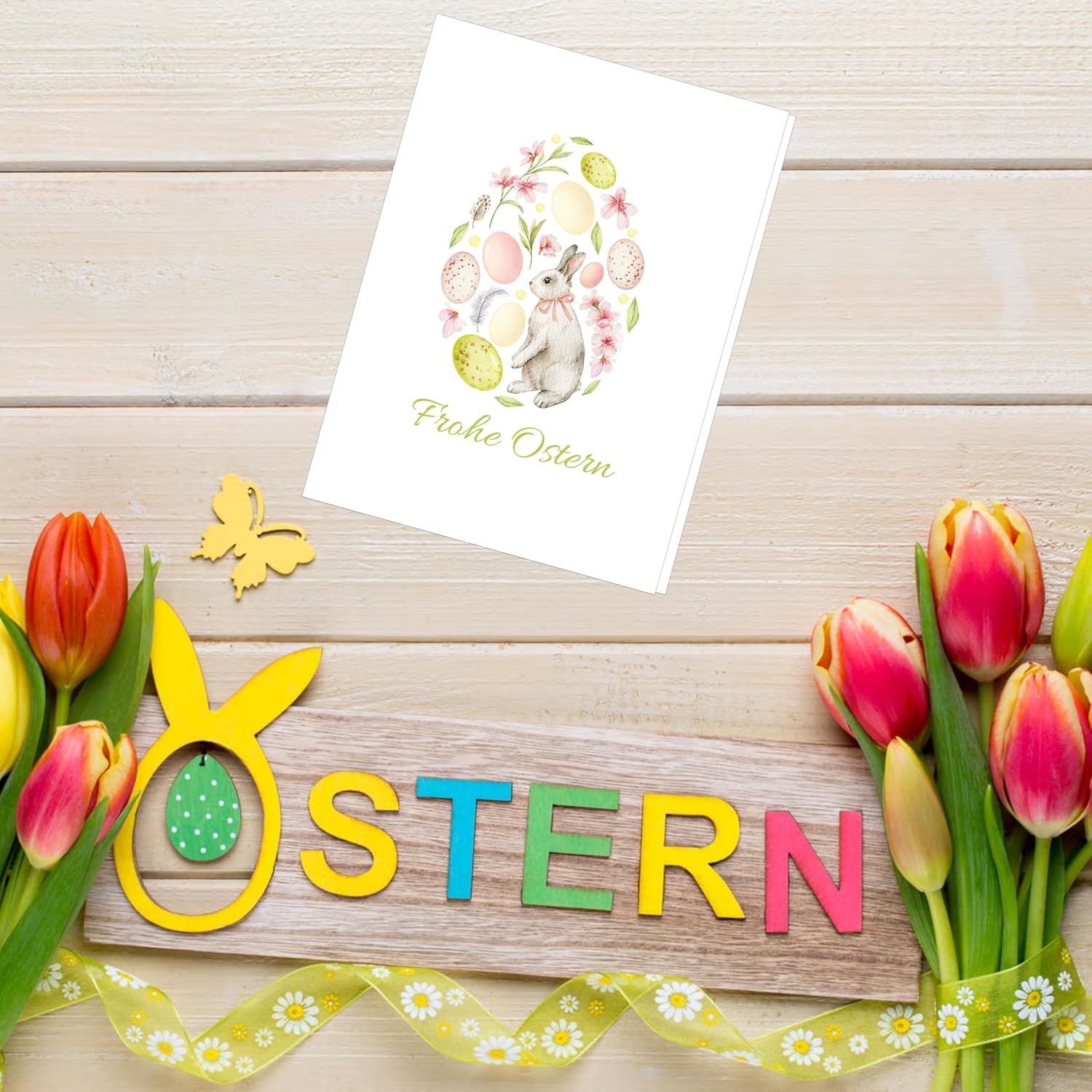 12 Stück Oster Grußkarten mit Umschläge | Hochwertige Klappkarten Osterkarten Vorrat Set | Ideale Größe DIN A6 | 120g | Made in EU