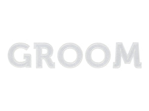 Aufbuegelbild-GROOM-weiss-30x6cm-PartyDeco-Lemina