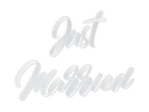 Aufbuegelbild-Just-Married-weiss-30x18cm-PartyDeco-Lemina