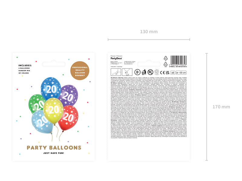 Ballons-30cm-20th-Birthday-1-VPE-6-Stk-PartyDeco-Lemina-1