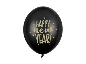 Ballons-30cm-Happy-New-Year-Pastel-Black-1-VPE-50-Stk-PartyDeco-Lemina