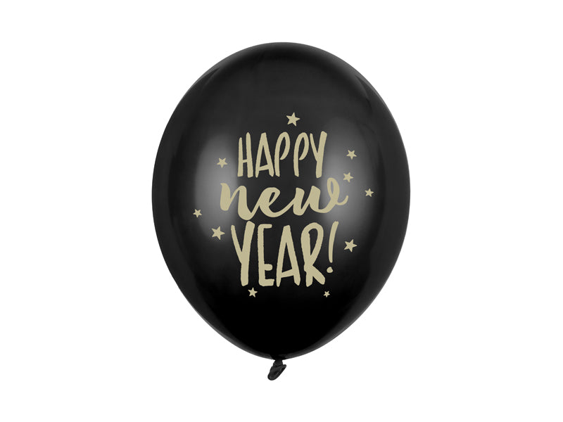 Ballons-30cm-Happy-New-Year-Pastel-Black-1-VPE-50-Stk-PartyDeco-Lemina
