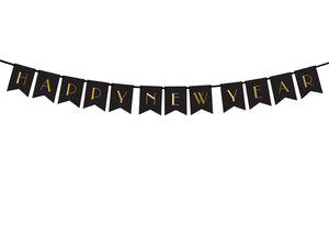 Banner-Happy-New-Year,-in-Schwarz,-15-x-170-cm-PartyDeco-Lemina