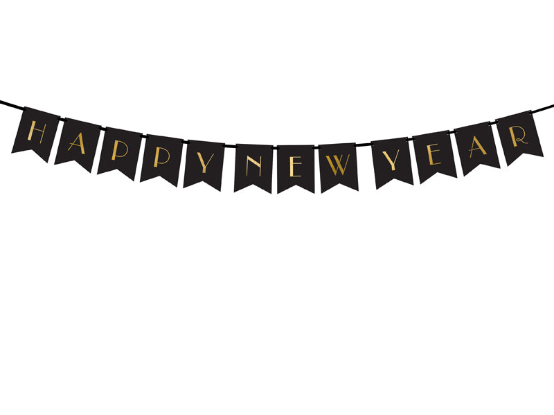 Banner-Happy-New-Year,-in-Schwarz,-15-x-170-cm-PartyDeco-Lemina