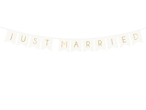 Banner-Just-Married,-weiß,-15-x-155-cm-PartyDeco-Lemina
