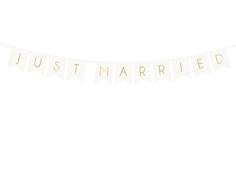 Banner-Just-Married,-weiß,-15-x-155-cm-PartyDeco-Lemina