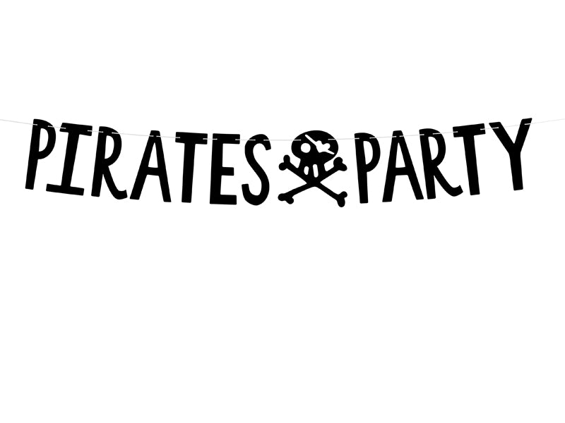 Banner-Piraten-Pirates-Party,-schwarz,-14x100cm-PartyDeco-Lemina