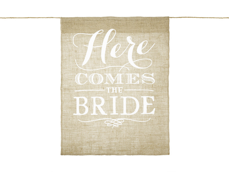 Banner-für-die-Braut-Here-comes-the-bride-41x51cm-PartyDeco-Lemina