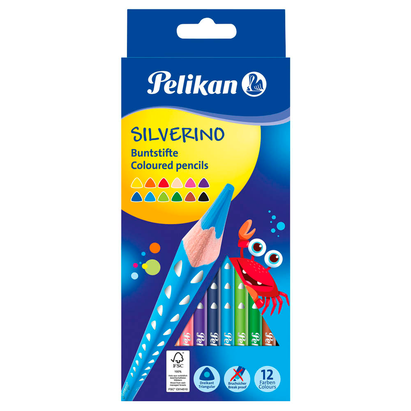 Buntstifte-Silverino-Dreikant-12er-Pack-Pelikan-Lemina