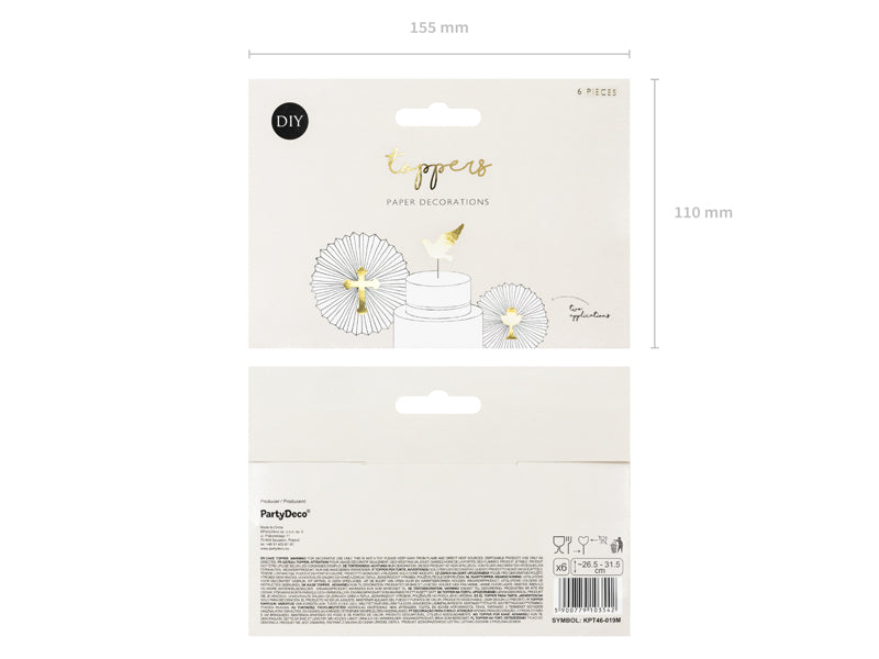 Caketopper-Erstkommunion-gold-315cm-2-VPE-6-Stk.-PartyDeco-Lemina-2
