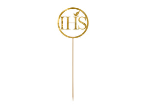 Caketopper-IHS-gold-22cm-PartyDeco-Lemina