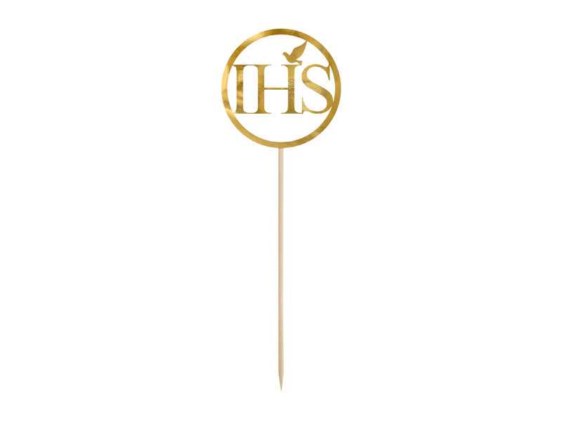 Caketopper-IHS-gold-22cm-PartyDeco-Lemina