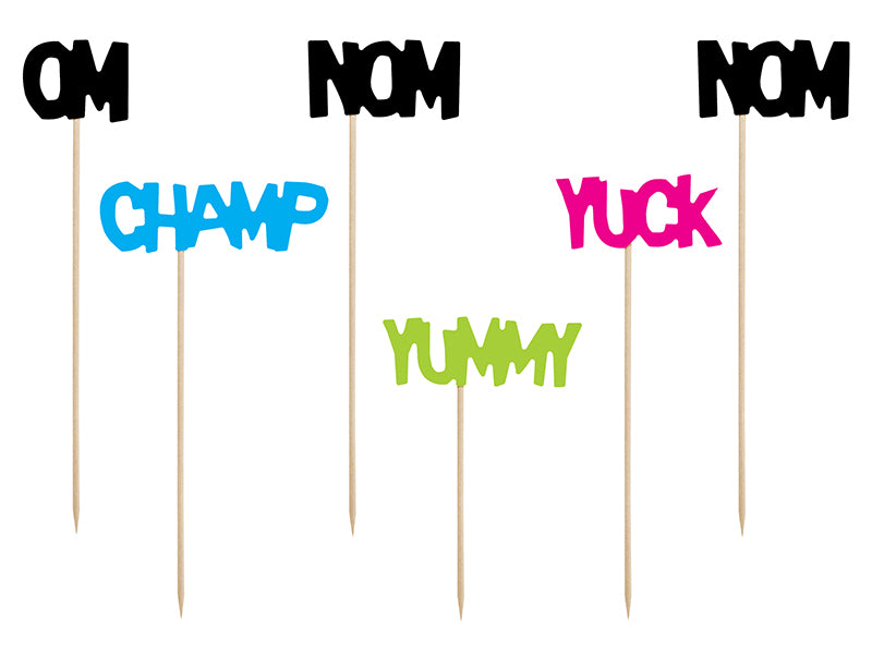Caketopper-Monster-Inschriften-13-215cm-1-VPE-6-Stk.-PartyDeco-Lemina