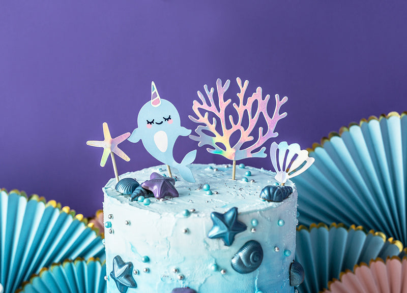 Caketopper-Narwal-Mix-10-15.5cm-1-VPE-4-Stk-PartyDeco-Lemina-1