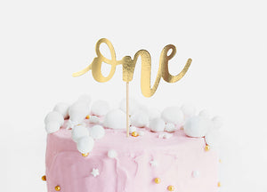 Caketopper-One-gold-19cm-PartyDeco-Lemina-1