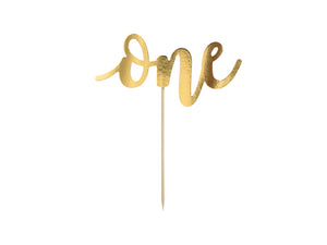 Caketopper-One-gold-19cm-PartyDeco-Lemina