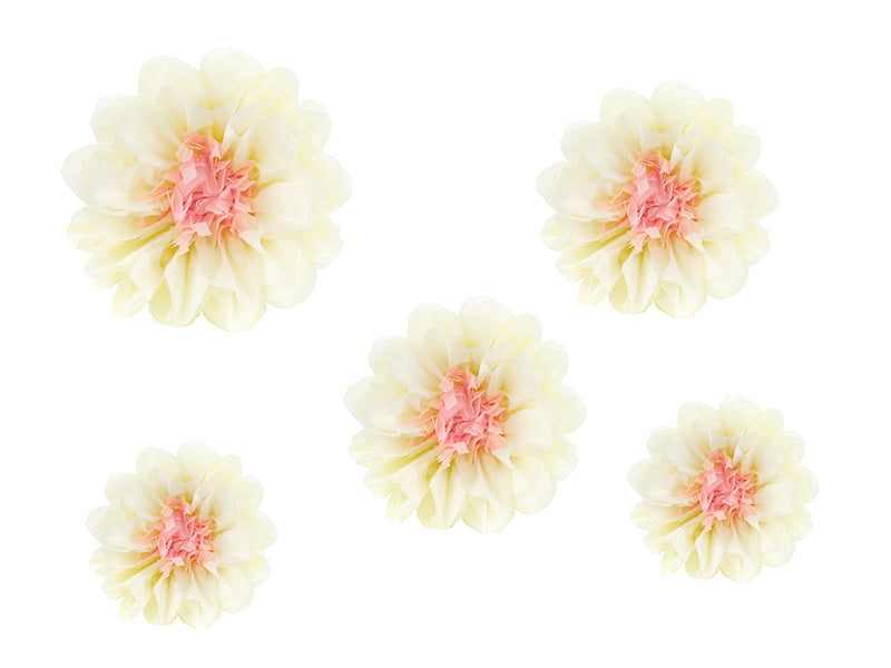 Dekoration-Seidenpapier-Blumen-Cremefarben-30-20cm-5Stk-PartyDeco-Lemina
