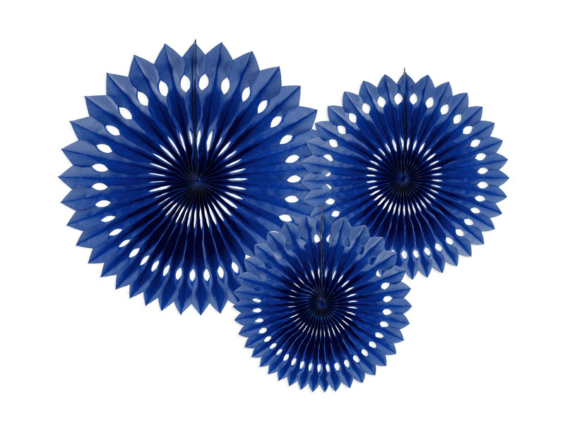 Dekorative-Rosetten-Marineblau-20-30cm-1-VPE-3-Stk.-PartyDeco-Lemina