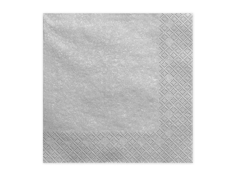 Dreilagige-Servietten-in-Silberfarbe-me.-33x33cm-1-VPE-20-Stk.-PartyDeco-Lemina