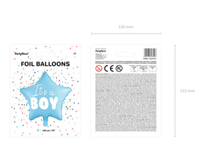 Folienballon-Stern-Its-a-boy-48cm-hellblau-PartyDeco-Lemina-3