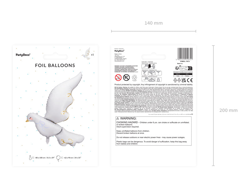 Folienballon-Taube-Mix-80x100cm-PartyDeco-Lemina-3