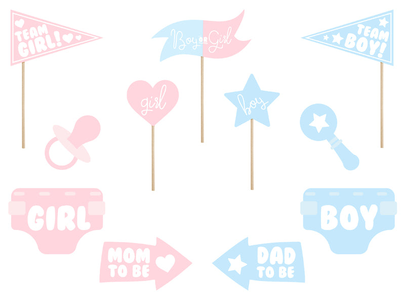 Foto-Gadgets-fuer-Gender-reveal-Partys-Mix-1-VPE-11-Stk-PartyDeco-Lemina