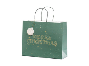 Geschenktuete-Merry-Christmas-flaschengruen-32.5x26.5x11.5cm-PartyDeco-Lemina