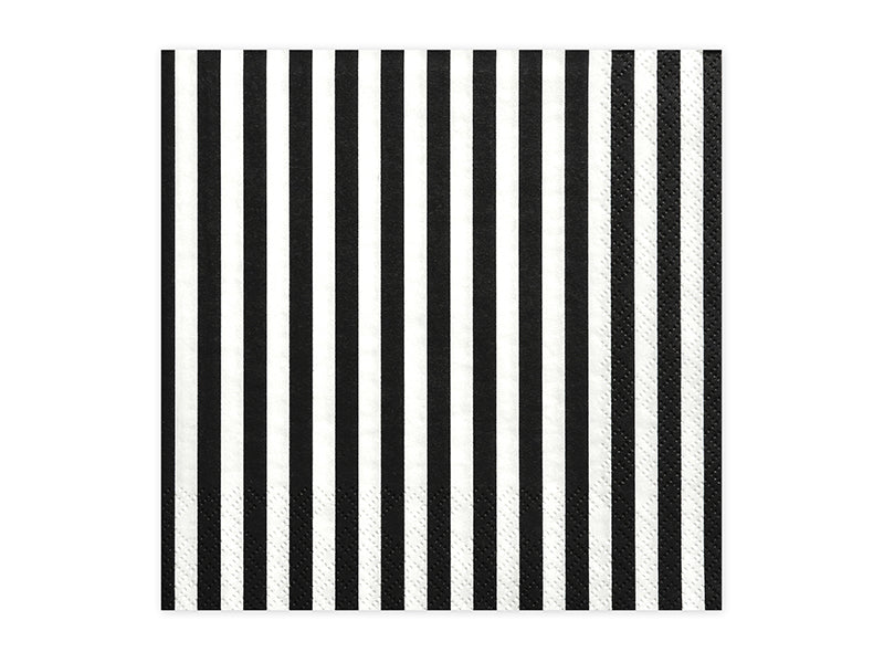 Gestreifte-Servietten-schwarz-33-x-33cm-1-VPE-20-Stk-PartyDeco-Lemina