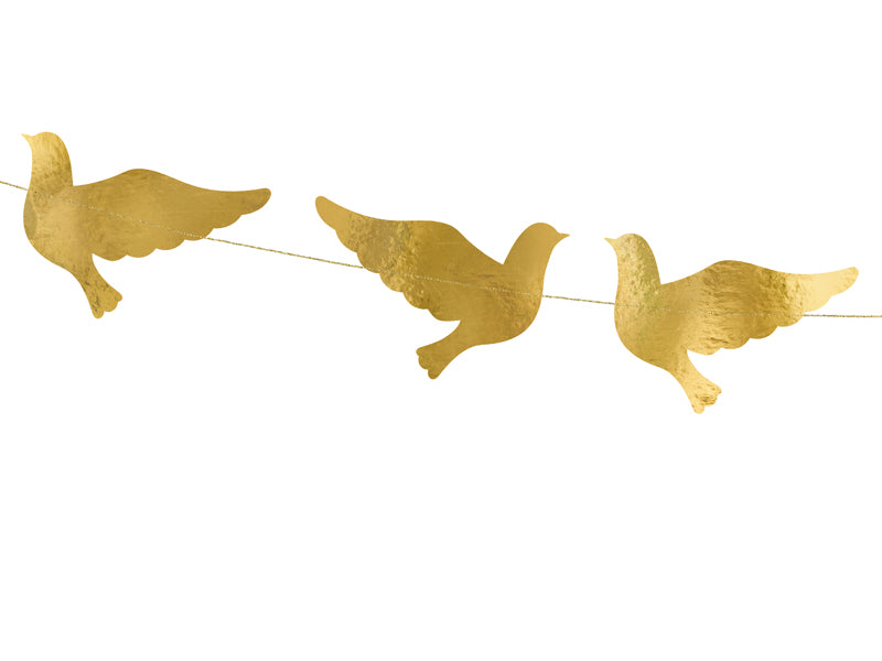 Girlande-Tauben-gold-86cm-PartyDeco-Lemina