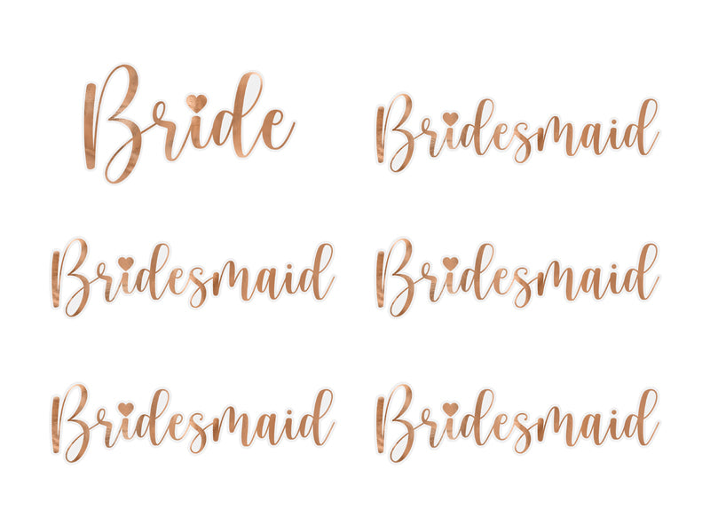 Glasaufkleber-Bride-Bridesmaid-Rosegold-6Stk-PartyDeco-Lemina-1