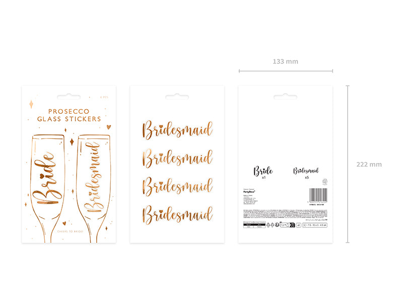 Glasaufkleber-Bride-Bridesmaid-Rosegold-6Stk-PartyDeco-Lemina-7