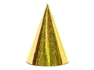 Holografische-Partyhuete-gold-16cm-1-VPE-6-Stk-PartyDeco-Lemina