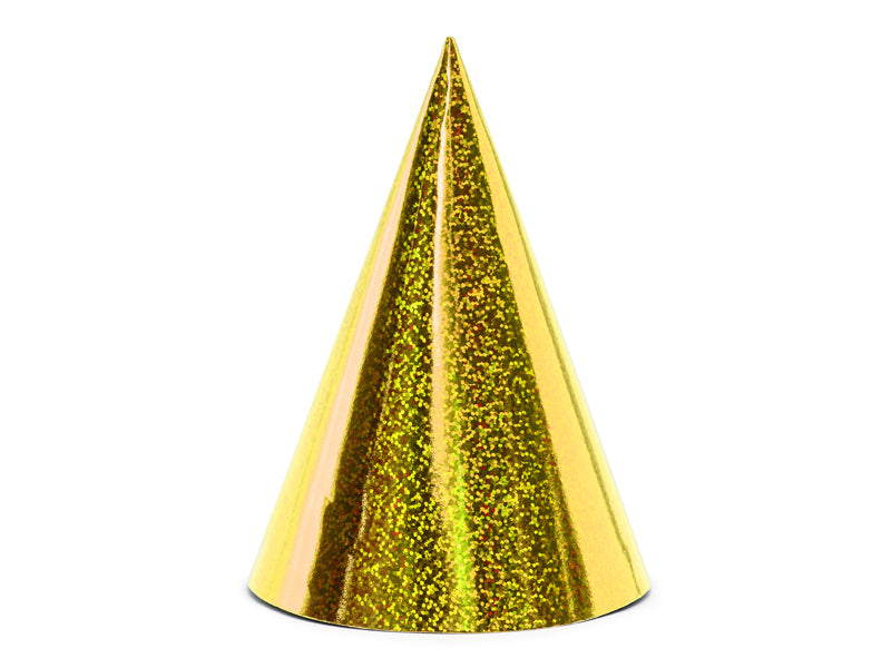 Holografische-Partyhuete-gold-16cm-1-VPE-6-Stk-PartyDeco-Lemina