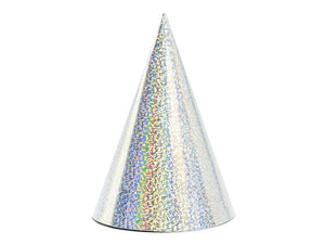Holografische-Partyhuete-silber-16cm-1-VPE-6-Stk-PartyDeco-Lemina