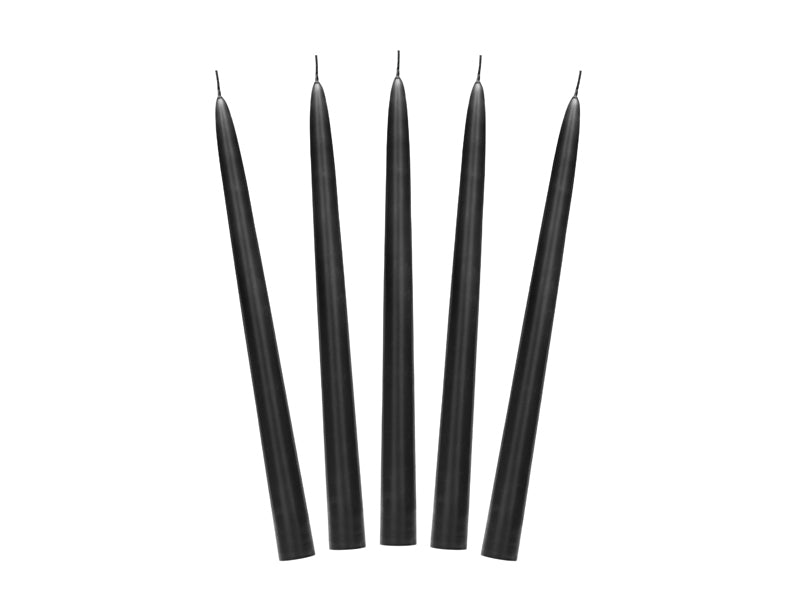 Kegelkerze-mattiert-schwarz-24cm-1-VPE-10-Stk-PartyDeco-Lemina